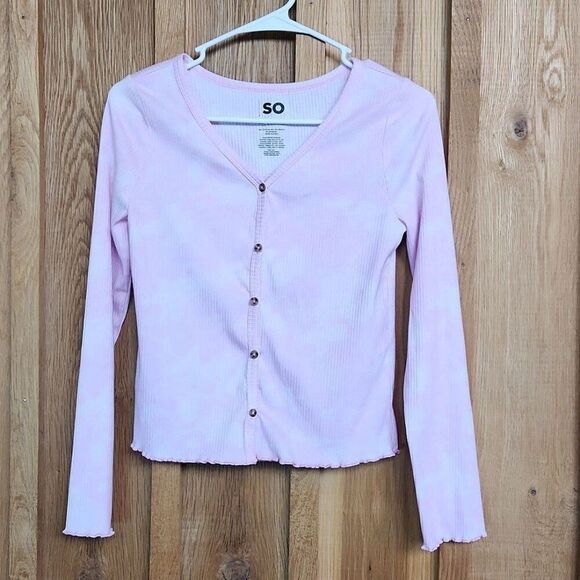 SO Kohls 2 Piece Lightweight Cardigan & Tank Top Set, XL, Pink & White Tie Dye - Picture 2 of 9